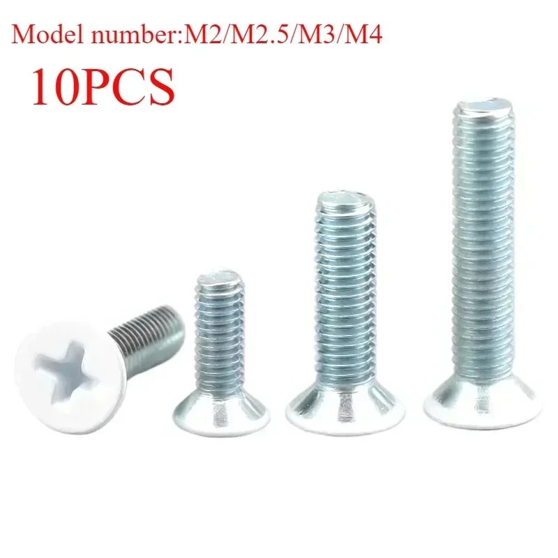 

M2 M2.5 M3 M4 Stainless Steel Paint White Screws Chamfered Phillips Flat Head Cross Socket Bolt Thread Nails Nails6-55mm Length