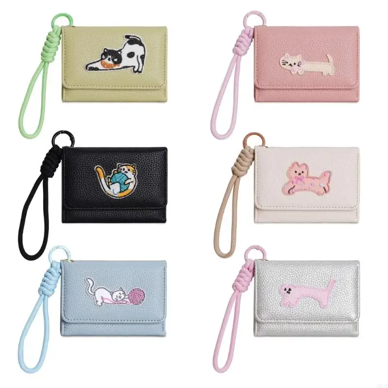 

Sophisticated Cats Decoration Small Wallet With Detachable Cord Change Pocket Compact Sized Carrying Solution 20CA