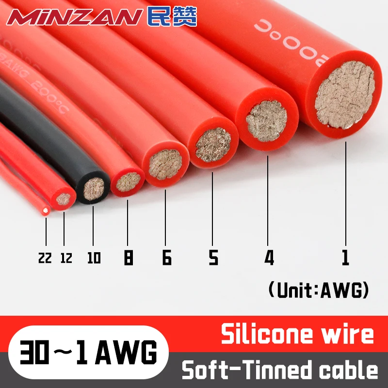 cabo de silicone resistente ao calor para bateria de carro fios eletricos de fiacao automotiva vermelho e preto 26 awg 16 awg 14 awg 12 awg 10 awg awg awg 100 m 01