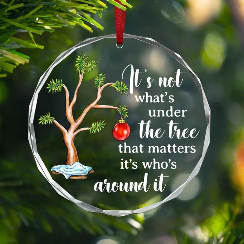 جولة القلب الكريستال والزجاج قلادة شجرة عيد الميلاد زخرفة قلادة عيد الأم صديق كريستال حجر الأطفال التذكاري