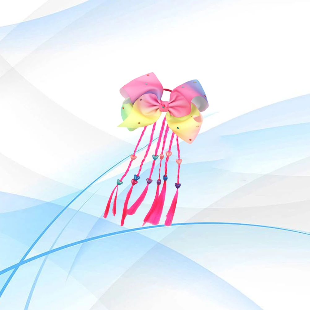 

Colorful Ties Creative Rope Bowknot Hair Rings Rainbow Braid Ponytail Holder For Girls Women Kids Festival Party Daily