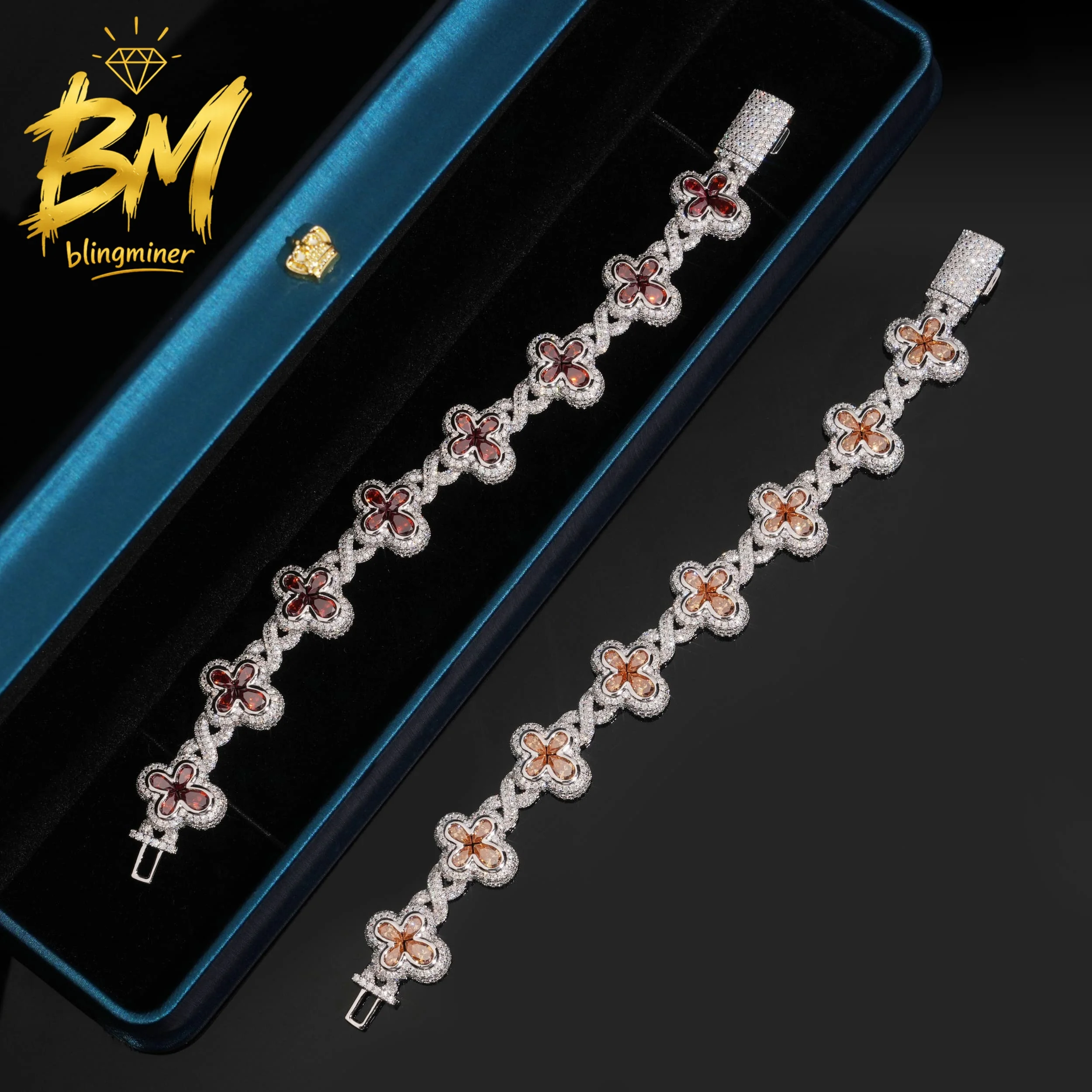 Blingminer New Arrivals Cross VVS Moissanite Bracelet Iced Out Cuban Chain For Men  S925 Silver Jewelry Pass Diamonds Tester GRA