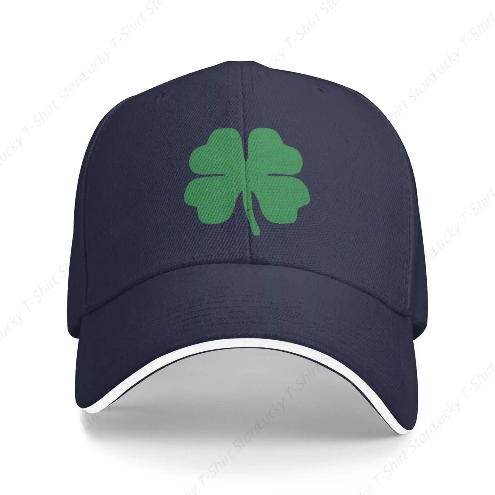 Green 4 Leaf Clover Adjustable Outdoor Leisure Sandwich Hat Unisex Baseball Cap Outdoor Trucker Hats Gifts for Women Men