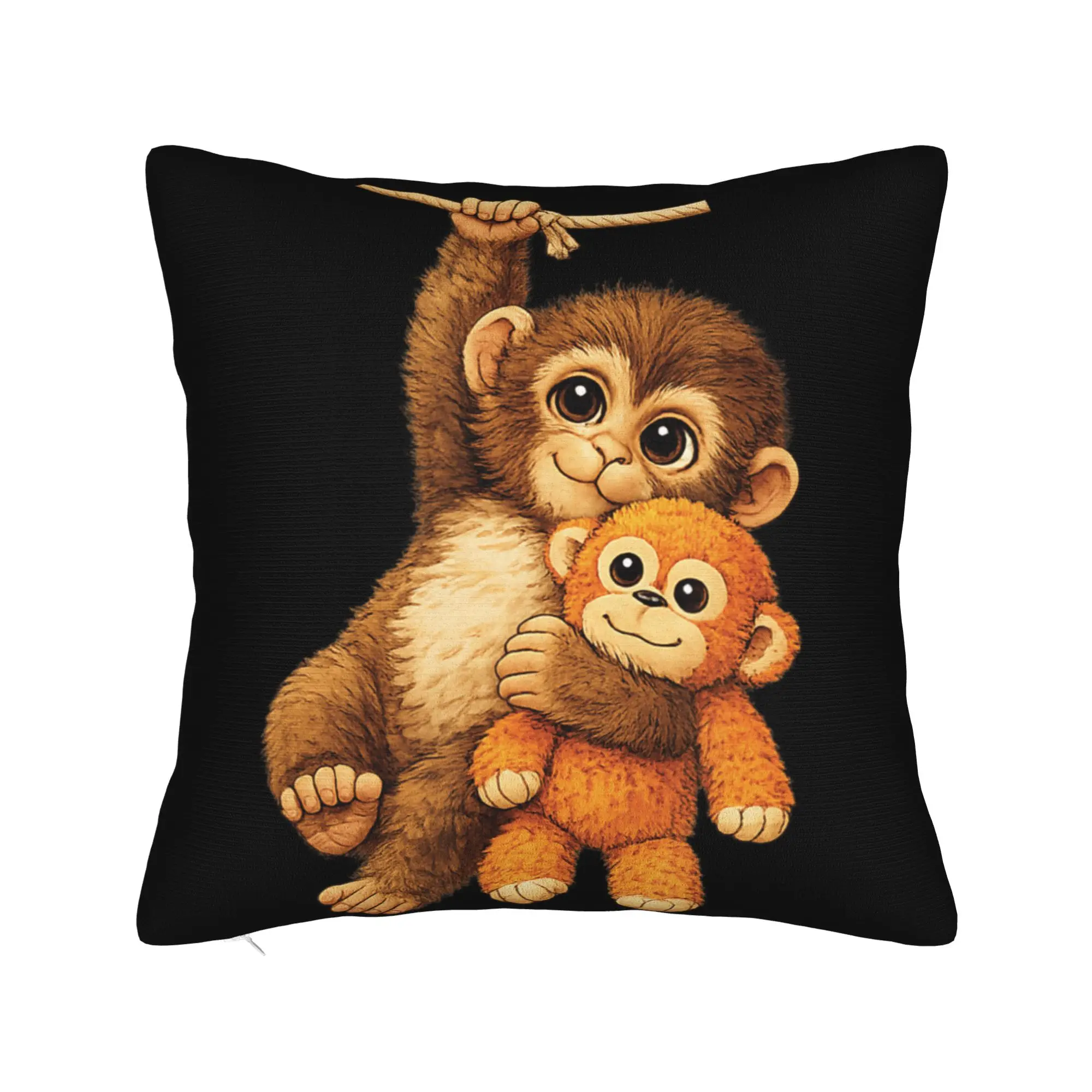 Pillow Cover Cute Monkey Punch Stuffed Buddy Plush Hugging Monkey Punch  Retro Trendy Pillow Case For Car Home Decor Pillowcases