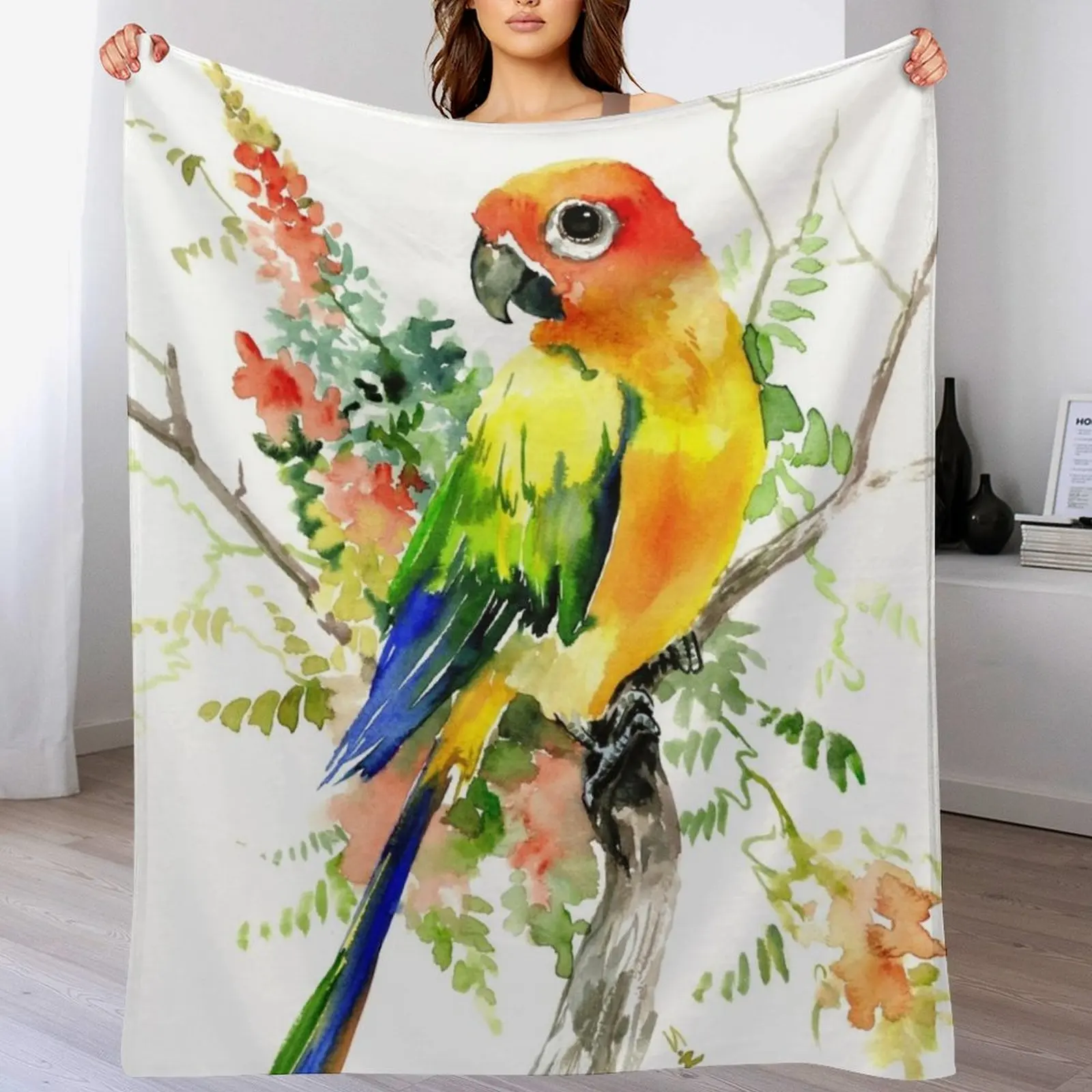 Sun Conure Parakeet Throw Blanket Furry Beautifuls Baby Quilt Blankets