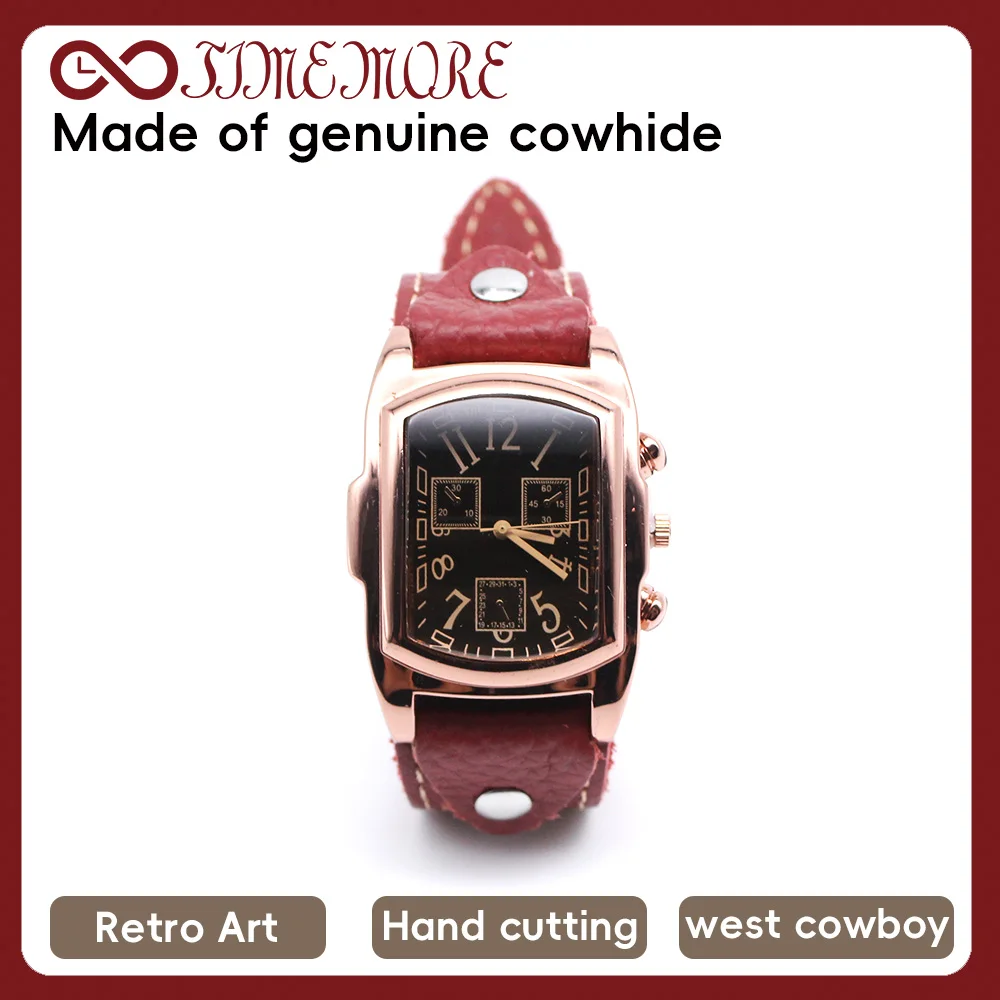 

Men's Square Watch Retro Art Western Cowboy Style Hand Cutting Craftsmanship Genuine Cowhide Fashion Versatile Luxury Watch