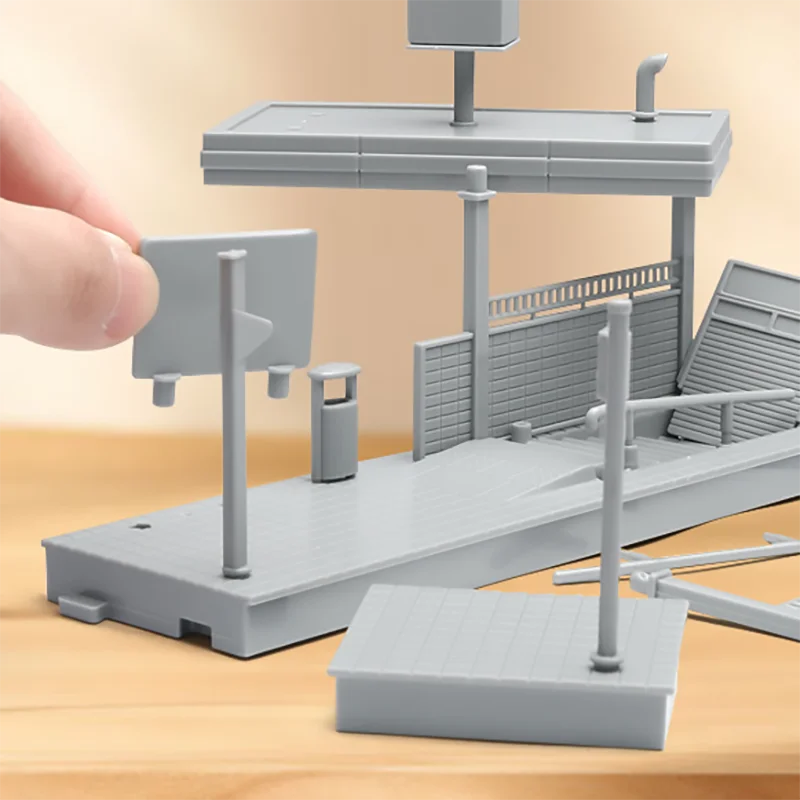 แบบจำลองสถานีรถไฟใต้ดินขนาด 1/64 พร้อมอุโมงค์ทางเข้า ประกอบฉากถนน ฉากจิ๋ว ประกอบโมเดลฟิกเกอร์