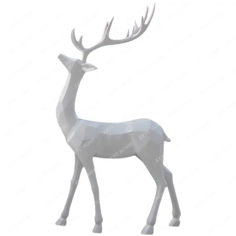 

Simulation Geometry Deer Sculpture Park Community Outdoor Garden Landscape Decorative Abstract Sika Deer Big Decorations