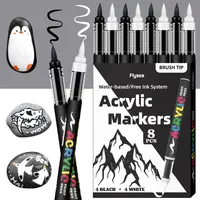 8pcs Black and White Acrylic Paint Markers Set, Large Ink Capacity, Acrylic Markers for Illustration Sketching, Wood, Glass, Fab