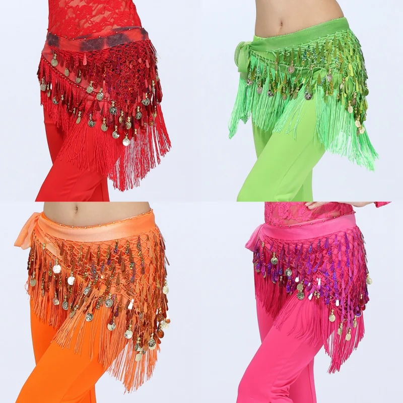 Belly Dance Costumes Sequins Tassel Metal Coin Child Waist Chain Hip Scarf Belly Dance Hip Scarf for Women Belly Dancing Belt​