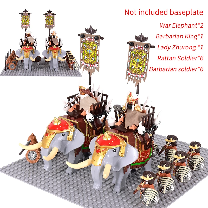 MOC Medieval Ages southern barbarians elephants Action Figures Building Blocks Bricks kids Toys gifts