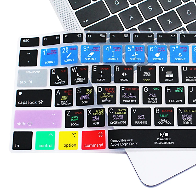 Logic Pro X Shortcuts Silicone Keyboard Cover Skin for MacBook Newest Air 13\