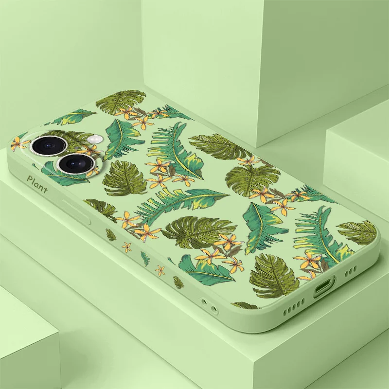 

Tropical Yellow Leaves Phone Case For iPhone 16 16e 15 14 13 12 11 X XR XS Plus Pro Max Mini Silicone Cover