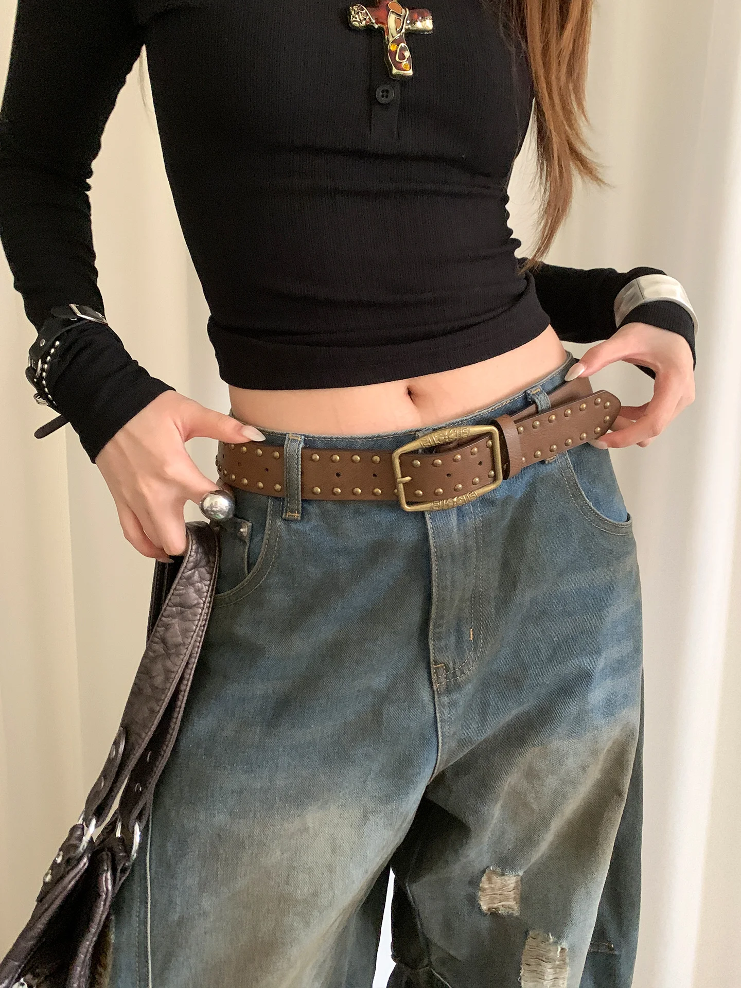 Retro Embossed Waist Belt With A Distressed Ethnic Style Perfect For Summer New Style With A Y2K Vibe