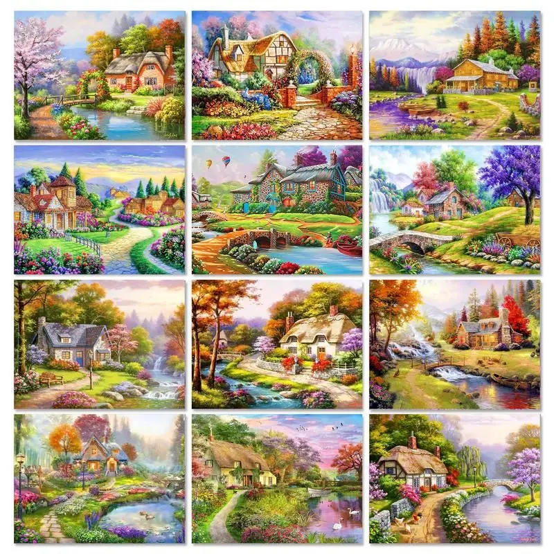 

GATYZTORY 5D DIY Diamond Embroidery Sale Scenery Full Square Round Diamond Painting Cross Stitch House Mosaic Kit Home Decor