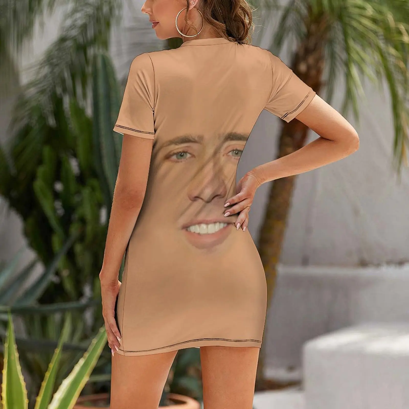 Nicolas Cage Full Face Short Sleeved Dress dresses women summer 2025 Women dresses summer