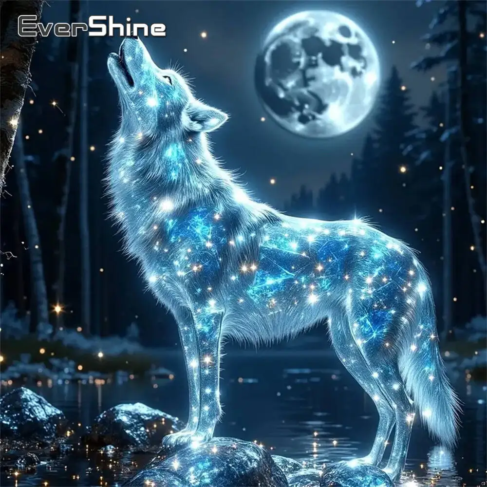 Evershine Diamant-Gemälde, Hund, Tier, Cartoon, komplett, quadratisch, rund, Diamant-Mosaik, Badezimmer, DIY-Bastelset, Heimdekoration