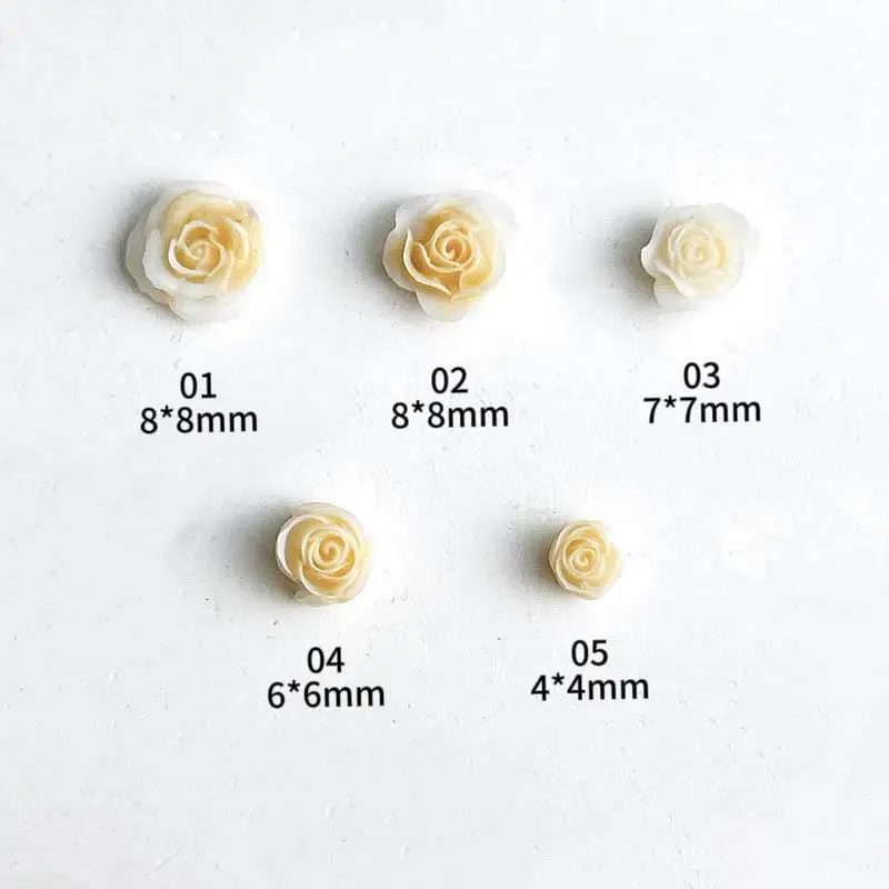 Random Mixed Size Solid Color Flowers Resin Nail Art Decorations 3D Luminous Beige Series Gentle Wind Camellia Nail Charms DIY