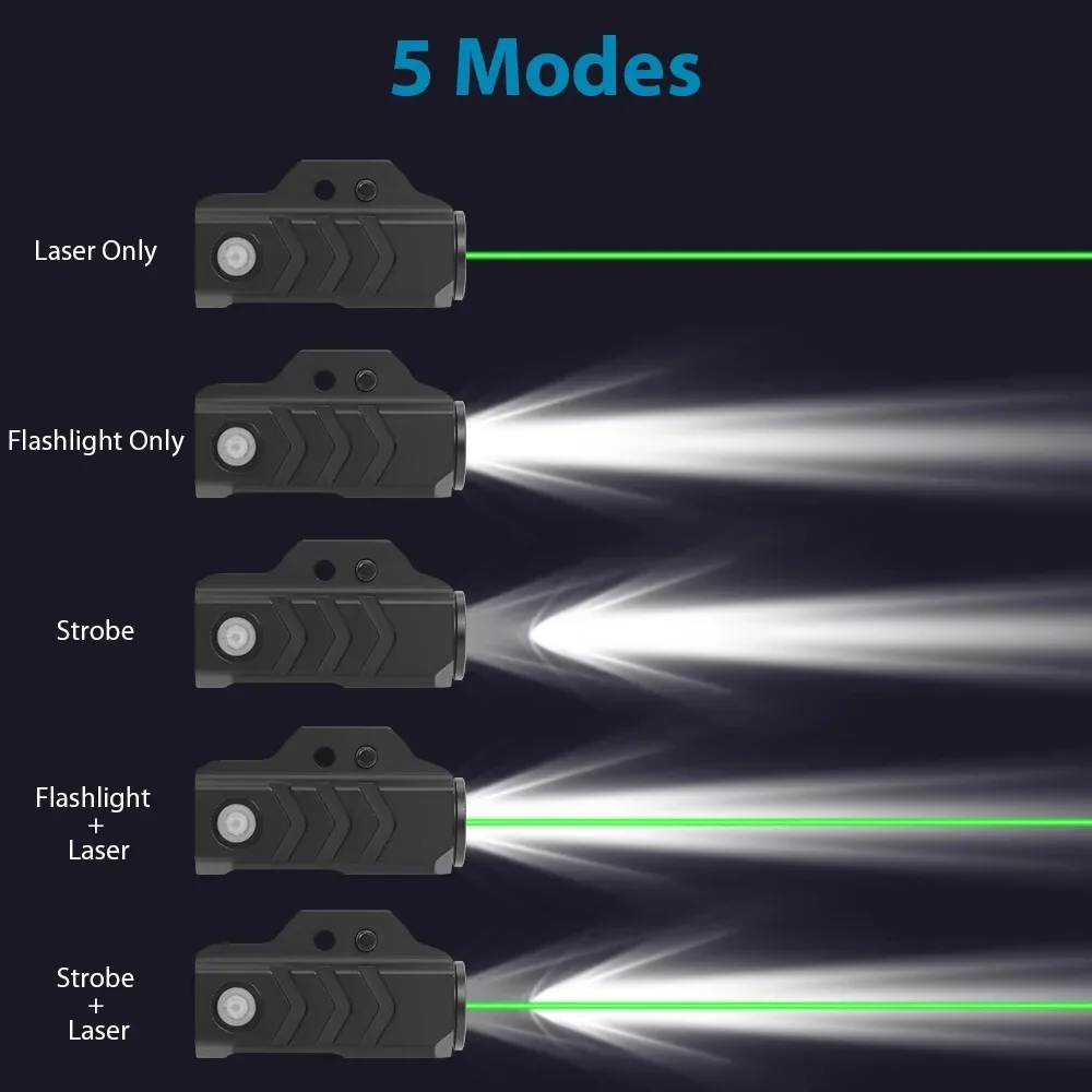 800 لومينز سلاح بندقية الضوء الأحمر مع الأخضر البصر بالليزر كومبو مصباح يدوي شحن مغناطيسي اطلاق النار في الهواء الطلق للسكك الحديدية 20 مللي متر