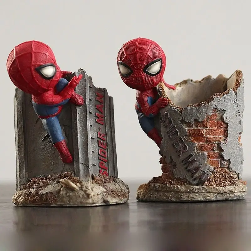 Marvel Spider-Man Animation Peripheral Cartoon Pen Holder, creativo, personalizado, adorno de escritorio, Cubo de almacenamiento, regalo de vacaciones, nuevo