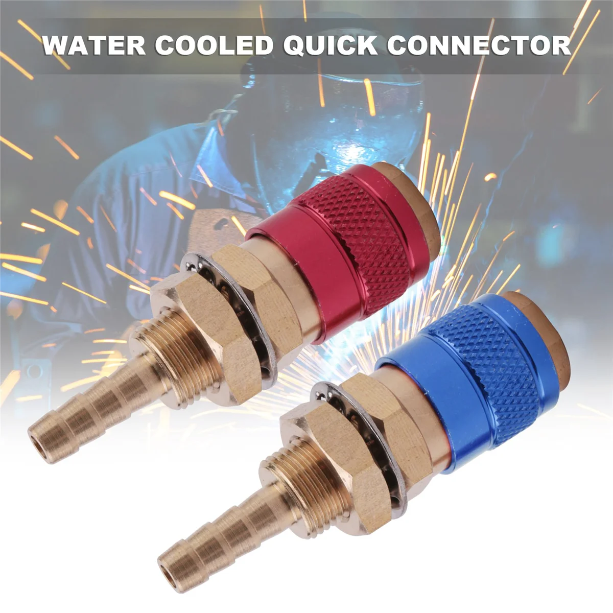 BABQ 2 uds 6mm refrigerado por agua adaptador de agua de Gas refrigerado por aire conector rápido para enchufe de soplete de soldadura MIG TIG, azul + rojo
