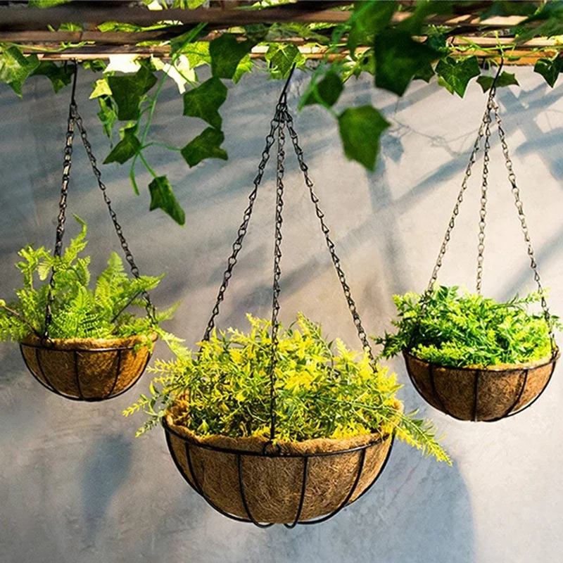 Hanging Basket For Plants Garden Flower Planter With Chain Plant Pot Home Balcony Decoration 2 Pcs-12 Inch