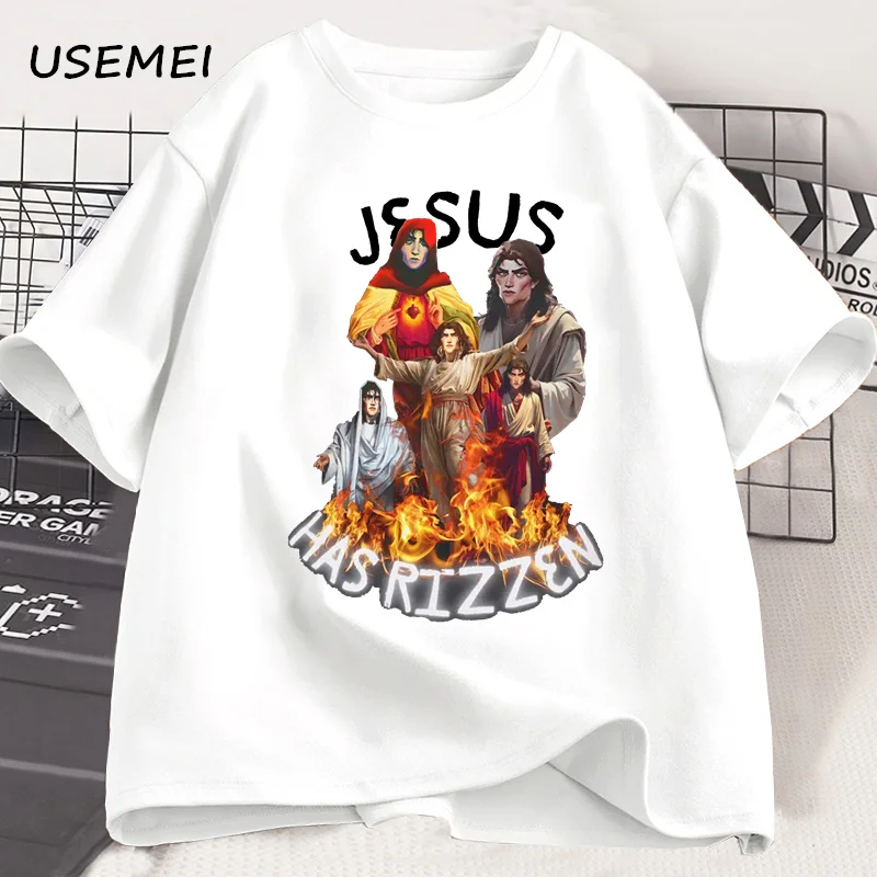 Jesus Has Rizzen Arcane Viktor Meme T-Shirt Men Women Gamer Lover Short Sleeve T Shirt Casual Cotton Round Neck Tees Streetwear