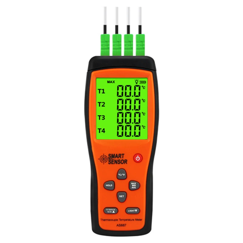 

Smart Sensor AS887 Four Channel AS877 Double Channel Contact Thermometer High Precision K-Type Thermocouple Thermometer