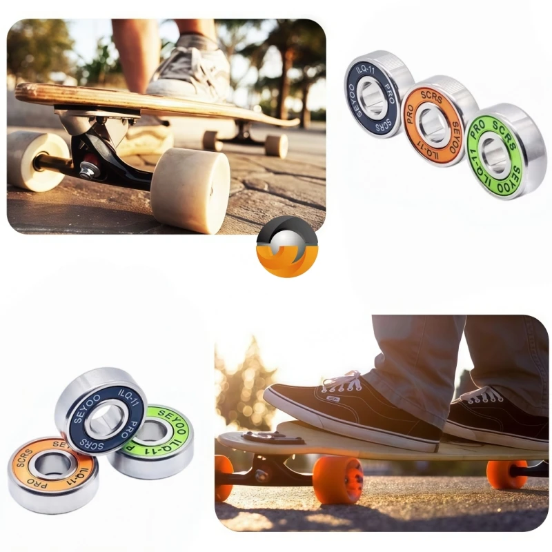 8Pcs Bearing ILQ-11 High-Speed Bearing 8x22x7mm for Skateboard Longboard Inline Roller Skates and Ice Skates
