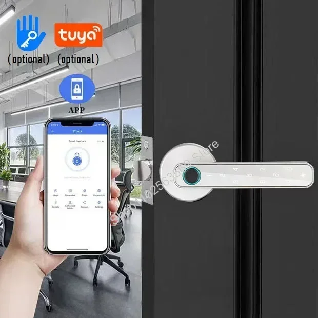 Tuya/TTlock Smart Door Lock Fingerprint Password Lock Indoor Wooden Door Lock Keyless Entry Digital Intelligent Locks App Unlock