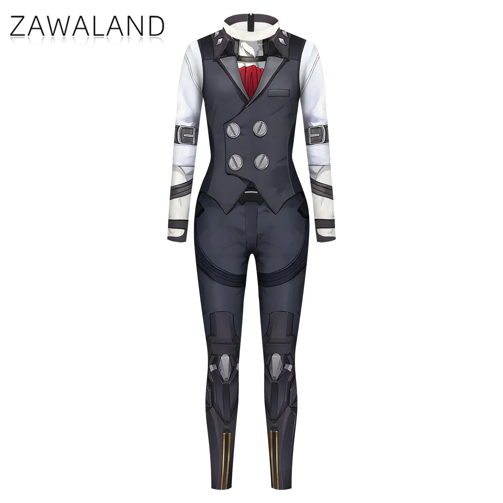 Zawaland Lycaon Costume for Men Suit Printed Jumpsuit Sexy Zentai Halloween Suit Funny Disguise Wearing Cosplay Party Clothes