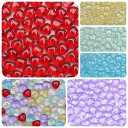 6x6mm Colorful Transparent Heart Shape Czech Glass BeadsCrystal Lampwork Bead For Necklace Earring DIY Jewelry Making Accessory