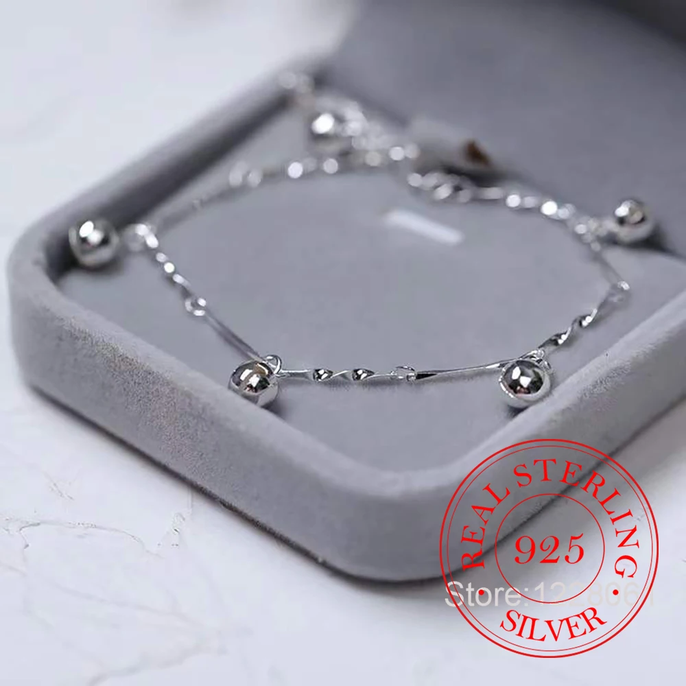 Glocken-Knöchelarmband aus 925er-Sterlingsilber für Damen, Hochzeits-Party-Schmuck, Geschenk für Freundin, Ehefrau, Geburtstagsgeschenk