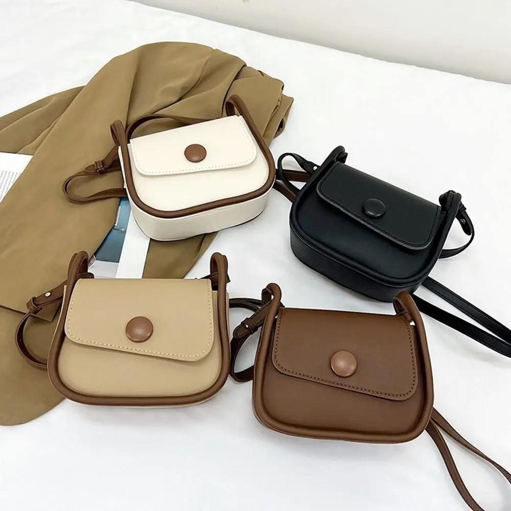 

Casual Korean Style Shoulder Bag Solid Color Handbag Small Square Saddle Bag PU Leather Large Capacity Crossbody Bag Outdoor