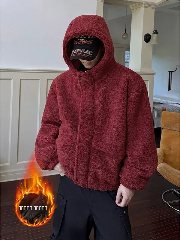 

Американская зимняя куртка с капюшоном из овечьей шерсти, теплая, модная, свободного кроя, для мужчин и пар, утепленное хлопковое пальто, стильная хлопковая одежда