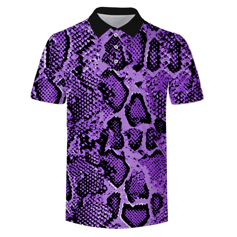 Summer 3d Print Animal Skin Polo Shirt Men Casual Short Sleeve Fashion Leopard Snake Skin Graphic T Shirts Tops Male Clothes