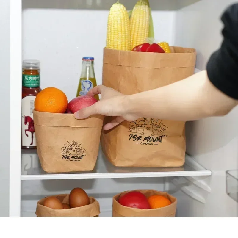 Waterproof Camping Bag Food Bag Thickened Washable Lunch Bag Kraft Paper Bags Outdoor Party Picnic Camping Equipment