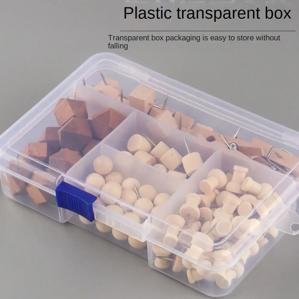 128 pçs criativo alfinetes de madeira diy reutilizáveis forma geométrica alfinetes multifuncional com caixa tachas foto decoração da parede