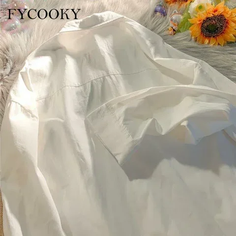FYCOOKY Женские желтые рубашки с принтом из хлопка