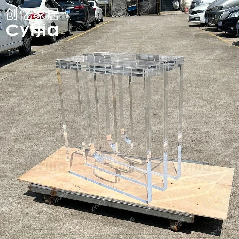 

A acrylic transparent table suspended leg island table table feet T-shaped one-shaped support frame