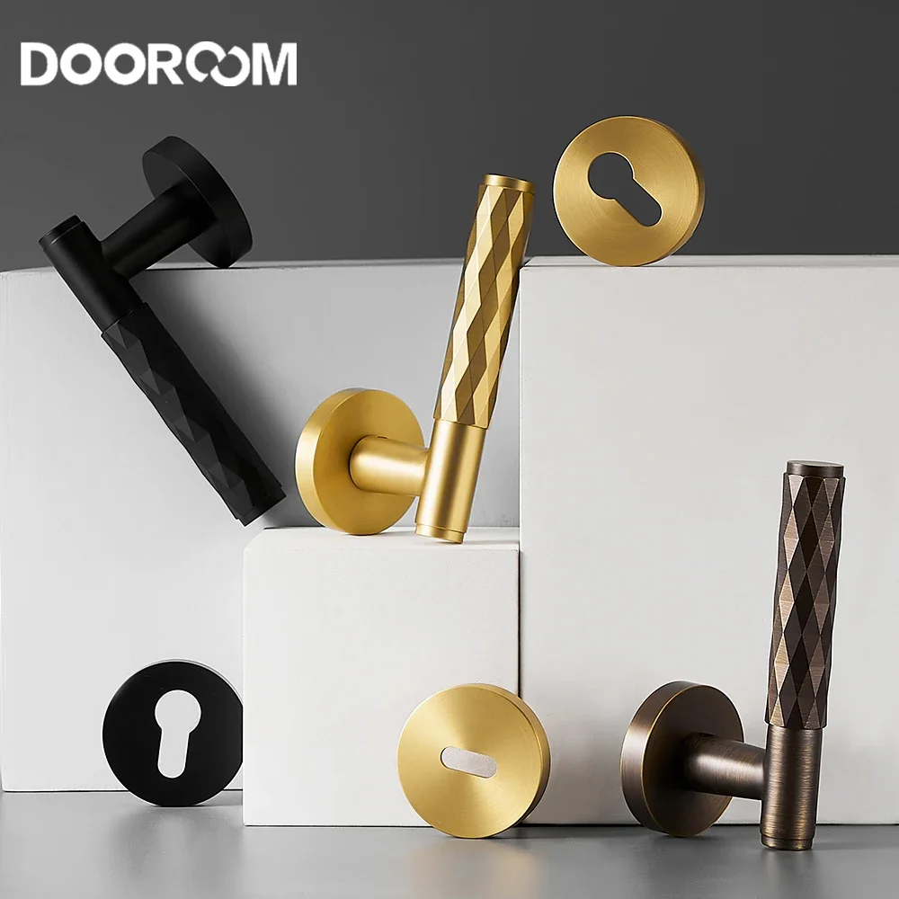 DOOROOM Brass Silent Split Door Lock Bedroom Interior Anti-theft Mechanical Lock Security Mute Bathroom Door Handle Locks