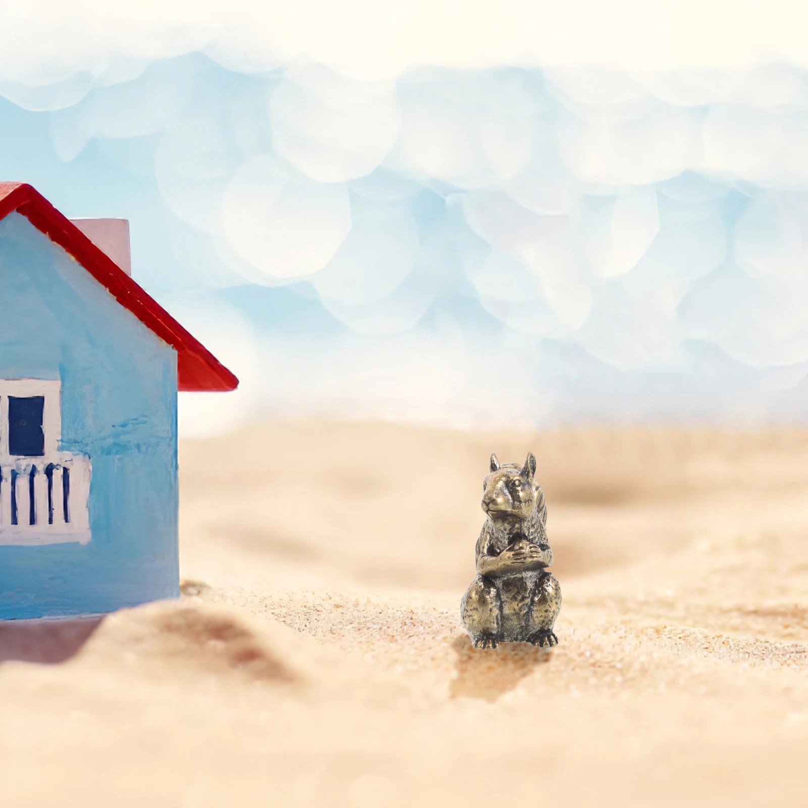 

Vintage Brass Squirrel Miniature Animal Sculpture Tiny Ornament Home Office Desk Decoration Elegant Interior Accent