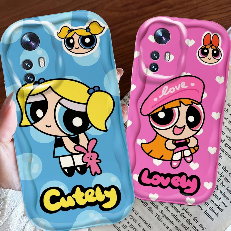 Cute P-Powerpuffs G-Girls For Xiaomi Mi 14 12 12T 11 Lite Poco M6 X6 X5 X4 X3 M3 F4 Pro GT NFC 5G Wave Oil TPU Phone Case