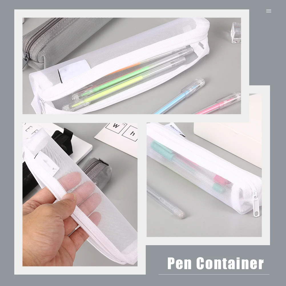 2 قطعة أكياس قلم رصاص بسيطة خفيفة الوزن منظم قرطاسية تصميم شفاف القلم كيس التخزين حقيبة أدوات مكتبية متعددة الأغراض #3
