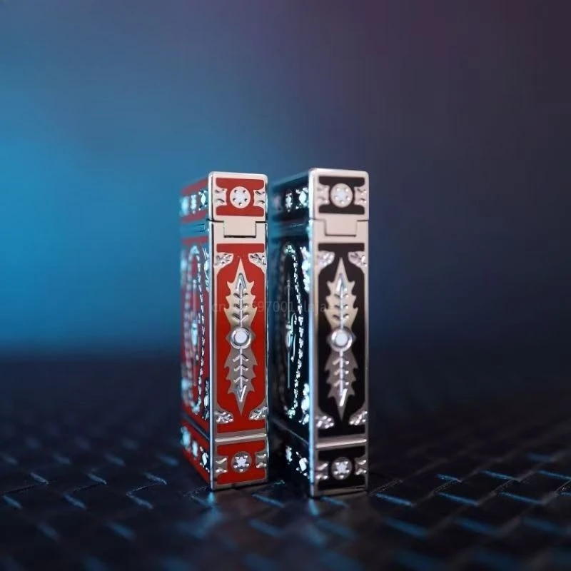 New Memorial Metal Drawing Vertical Stripes Luxury Tobacco Lighters Ping Sound Natural Lacquer Cigarette Smoking Butane Lighters