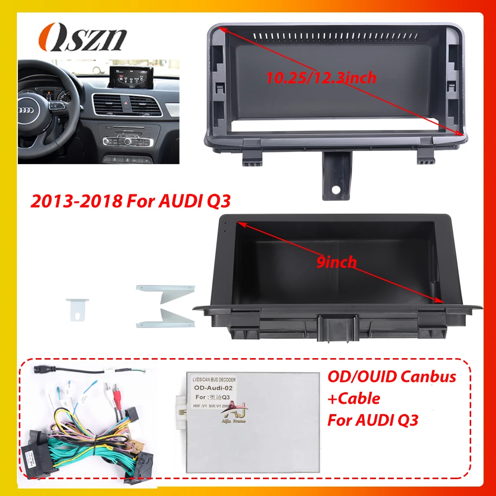 

9 Inch Radio Fascia Frame Fit For AUDI Q3 2013-2018 Stereo DVD Player Plastic Dash Harness Set