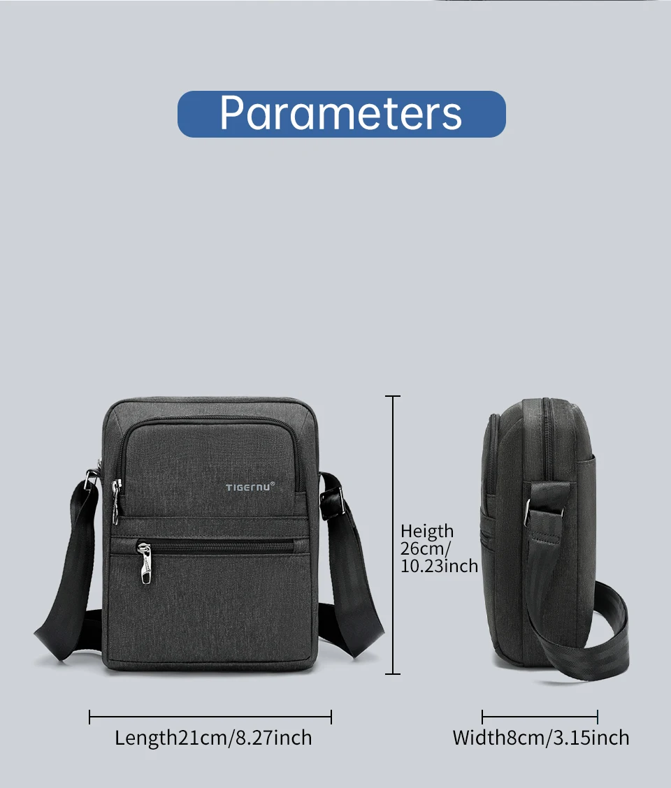 Tigernu Männer Umhängetasche 9,7 zoll IPad Tasche Umhängetasche Für Männer Stoßfest Messenger Tasche Mini Leichte Männer Handtasche – Detail 4