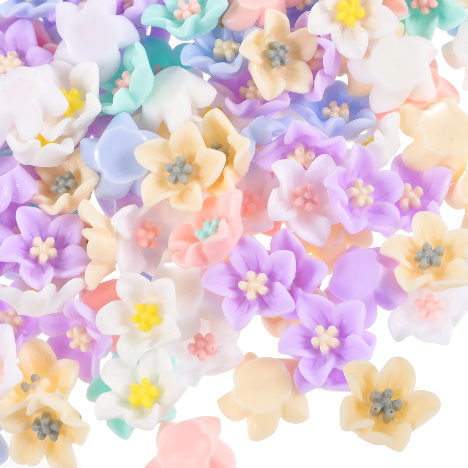 200 szt. żywicznych ozdób w kształcie kwiatów, unikalny delikatny wzór do rękodzieła DIY, akcesoria do dekoracji tekstyliów domowych, odzieży, etui na telefon, ozdoby do włosów.