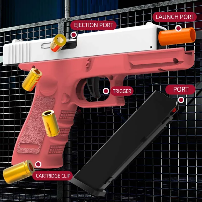 Pistola de juguete de bala suave para niños, modelo de plástico, carcasa de disparo continuo automático, eyección de Airsoft, pistola falsa, regalos de navidad