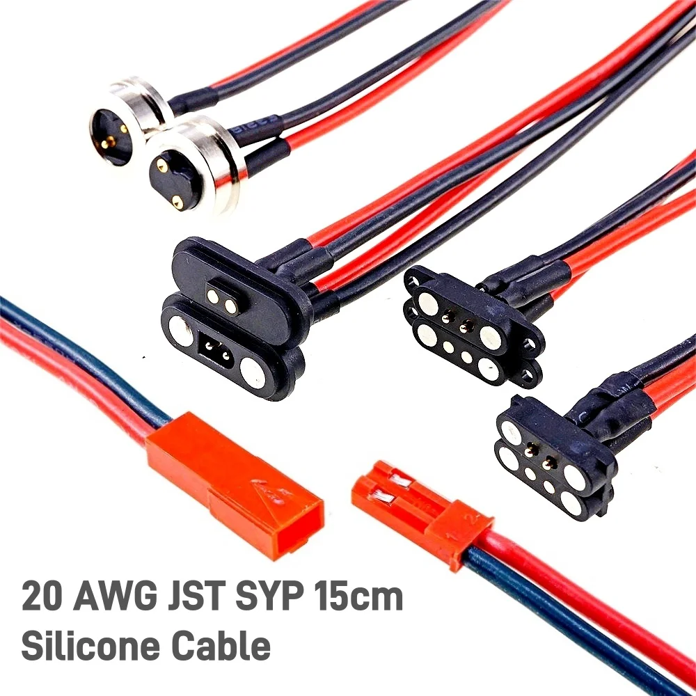 1/3 Pairs Magnetic Servo Extension Lead Cable Snap-On PogoPin Male Female Connector 2A 2 3 Pole JR JST For RC Model 60 Cores